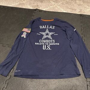 Dallas Cowboys Nike NFL Salute to Service Long Sleeve Blue T-Shirt Men’s Medium